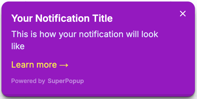 SuperPopup Simple Text with Link